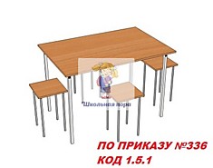 Обеденная зона, стол и четыре табурета, на металлическом каркасе (ПО ПРИКАЗУ № 336 КОД: 1.5.1.)