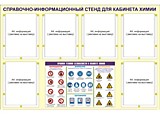 Стенд информационный "Правила техники безопасности в кабинете химии" (80х110, 6 карманов)