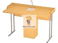 Стол ученический для кабинета химии с раковиной и краном (с бортиками)